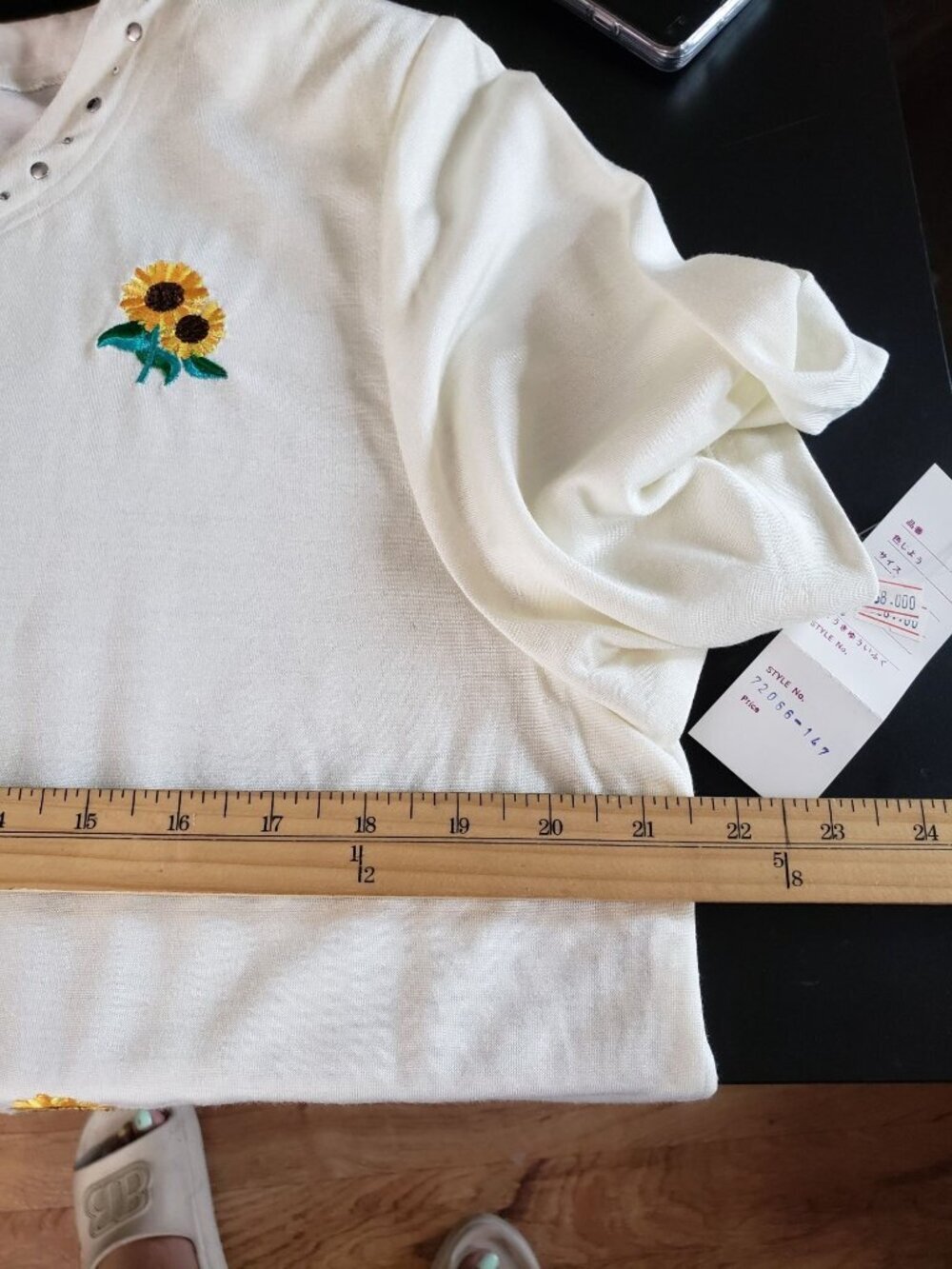Mirumer Fashion Sunflower Embroidered T-ShirtCream Yellow Size 3 - Picture 6 of 9